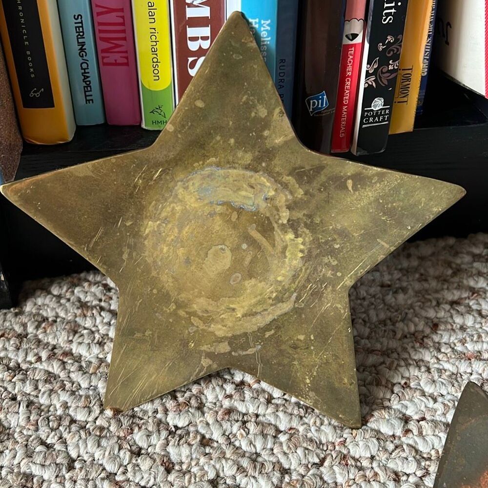 Brass stars candle holder / set of 2 gold brass stars celestial decor - Picture 3 of 4